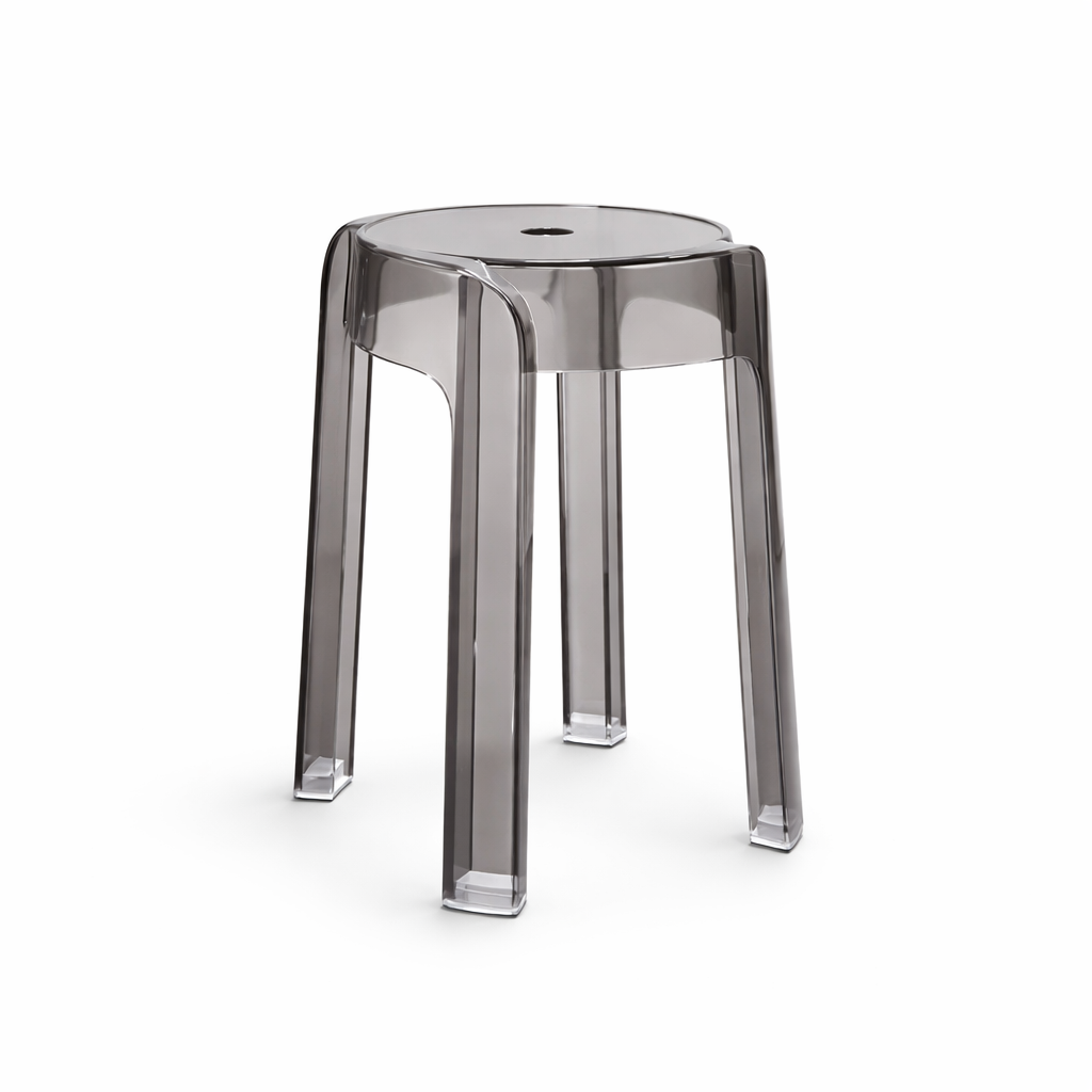 Tabouret transparent en acrylique rond – siège moderne pour intérieur