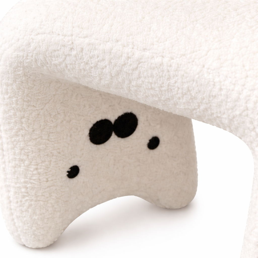 Tabouret en tissu peluche avec dossier – chaise d’appoint style coréen moderne