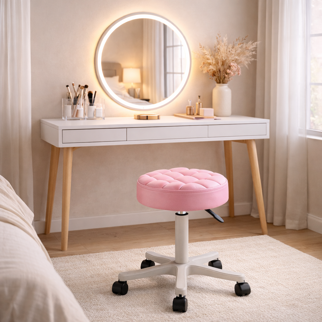 Tabouret roulant réglable en hauteur – siège pivotant pour salon de beauté et coiffure