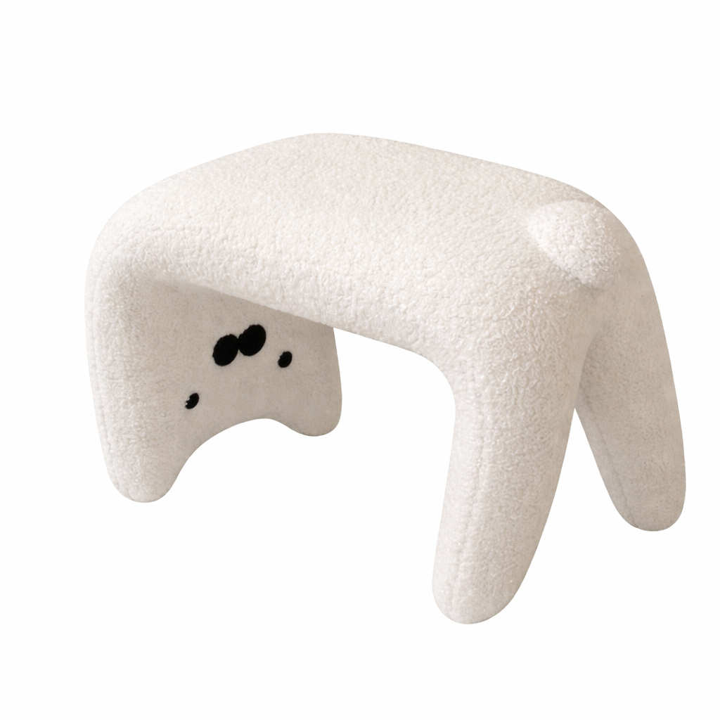 Tabouret en tissu peluche avec dossier – chaise d’appoint style coréen moderne