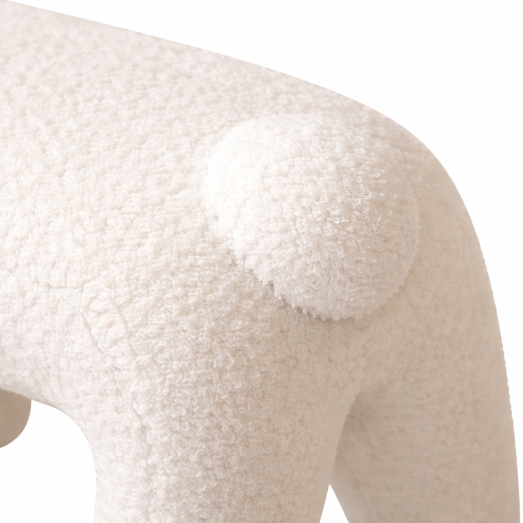Tabouret en tissu peluche avec dossier – chaise d’appoint style coréen moderne