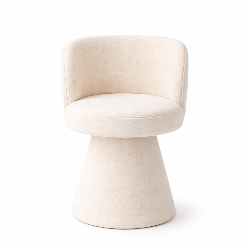 Siège rond pour coiffeuse – bois de pin et tissu flanelle